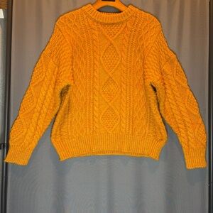 Woven Heart Vibrant Orange Cable Knit Sweater